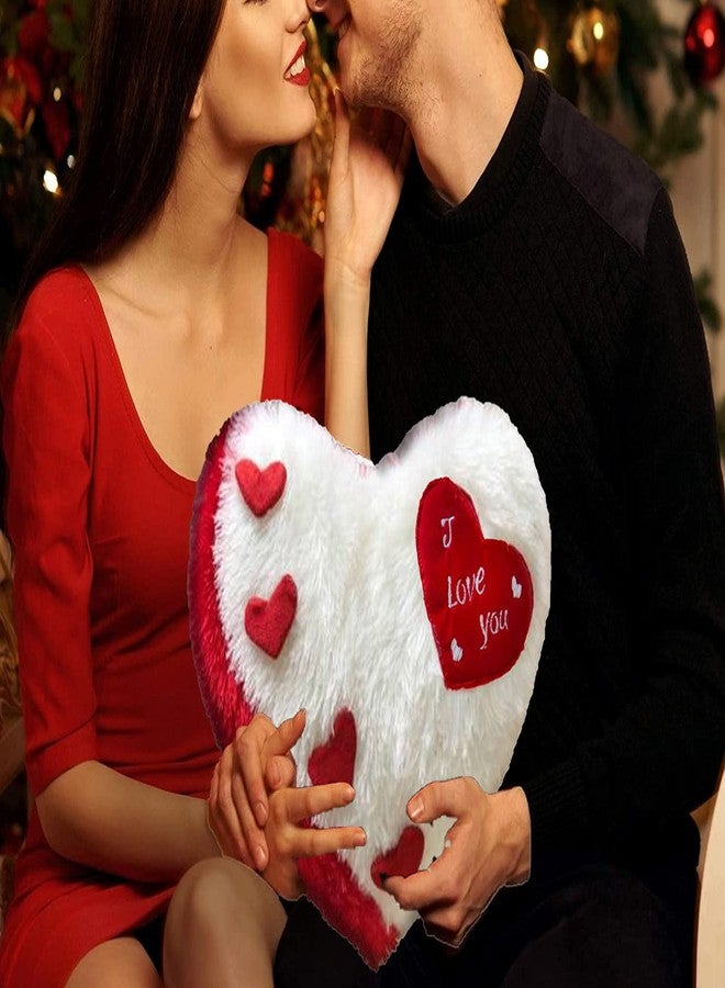 PICKKART Love Heart Shape Soft Plush (I Love You ) Pillow, - Gift for Valentine Day Someone Special, Size : 37 cm X 30 cm (White) - Image 1